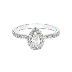 Chisholm Hunter 18ct White Gold Pear Cut 0.50ct Diamond Halo Ring -Chisholm Hunter 1 001 88 0026b