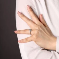 Chisholm Hunter 18ct White Gold Pear Cut 0.75ct Diamond Halo Ring -Chisholm Hunter 1 001 88 0027 lifestyle