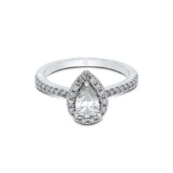 Chisholm Hunter 18ct White Gold Pear Cut 0.75ct Diamond Halo Ring -Chisholm Hunter 1 001 88 0027b