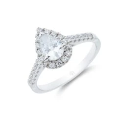Chisholm Hunter Platinum Pear Cut 1.15ct Diamond Halo Ring