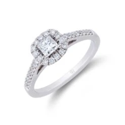 Chisholm Hunter Platinum Princess Cut 0.65ct Diamond Halo Ring