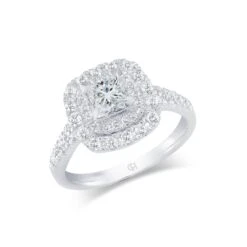 Chisholm Hunter Platinum Princess Cut 1.00ct Diamond Double Halo Ring