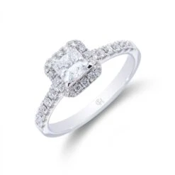 Chisholm Hunter Platinum Princess Cut 0.90ct Diamond Halo Ring