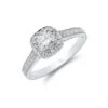 Chisholm Hunter 18ct White Gold Cushion Cut 0.40ct Diamond Halo Ring