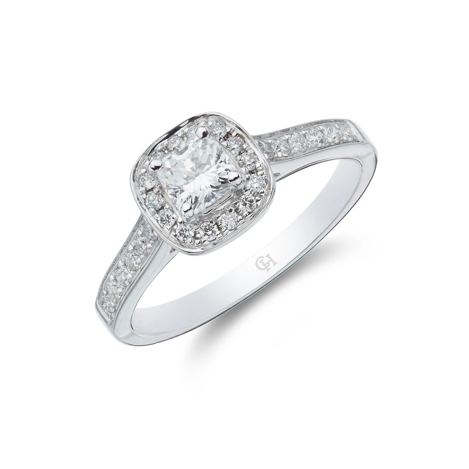 Chisholm Hunter 18ct White Gold Cushion Cut 0.40ct Diamond Halo Ring 3 Chisholm Hunter 18ct White Gold Cushion Cut 0.40ct Diamond Halo Ring