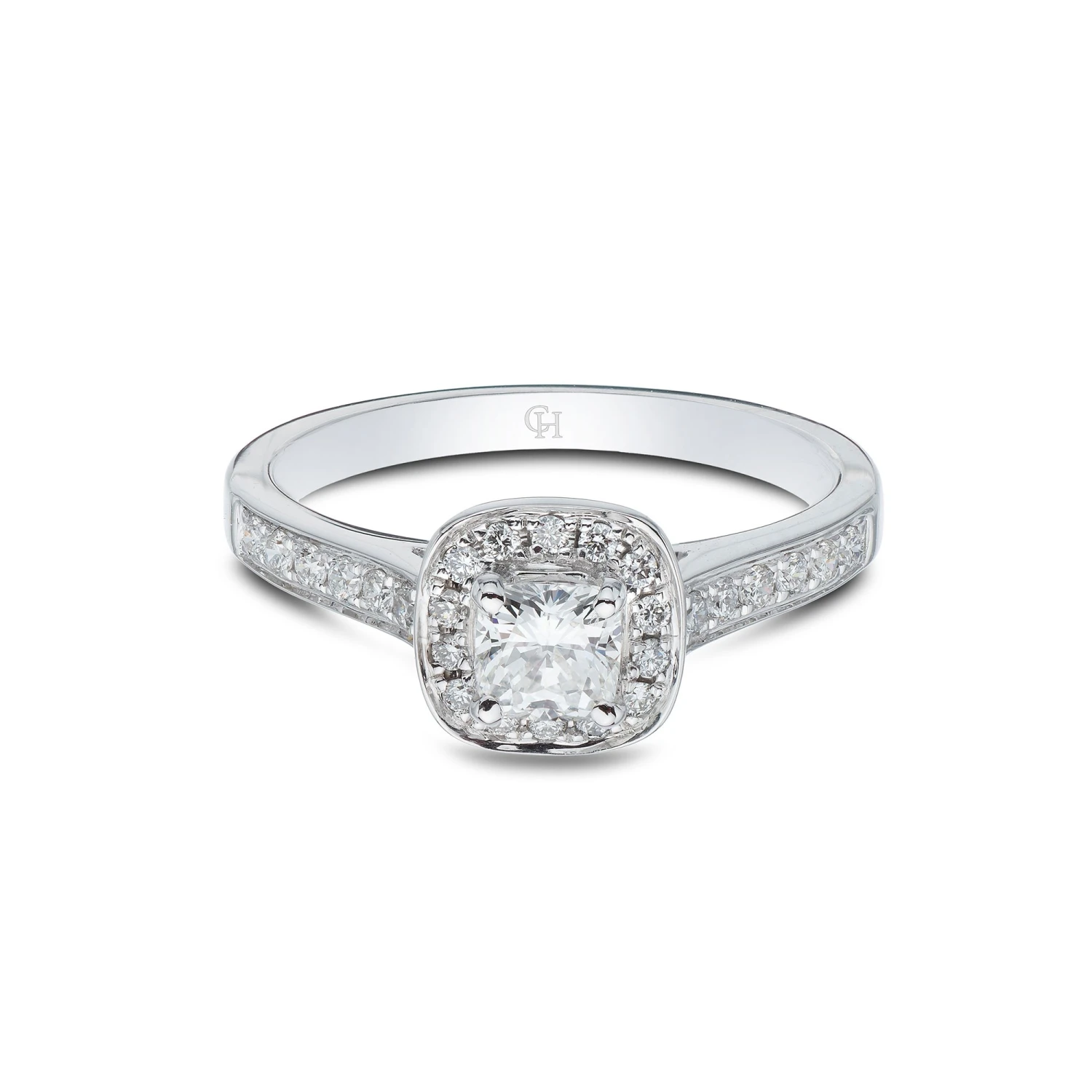 Chisholm Hunter 18ct White Gold Cushion Cut 0.40ct Diamond Halo Ring 4 Chisholm Hunter 18ct White Gold Cushion Cut 0.40ct Diamond Halo Ring - Image 2