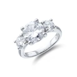 Chisholm Hunter Platinum Brilliant Cut 3.85ct Diamond Three Stone Ring