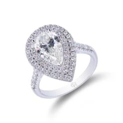 Chisholm Hunter Platinum Pear Cut 2.50ct Diamond Double Halo Ring