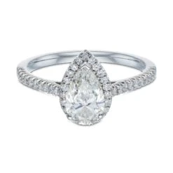 Chisholm Hunter Platinum Certified 1.00ct Pear Halo Solitaire Ring -Chisholm Hunter 1 002 15 0058 d 1