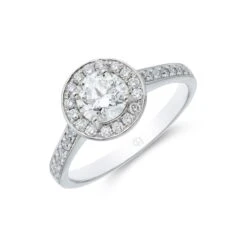 Chisholm Hunter Platinum Brilliant Cut 0.70ct Diamond Halo Solitaire Ring