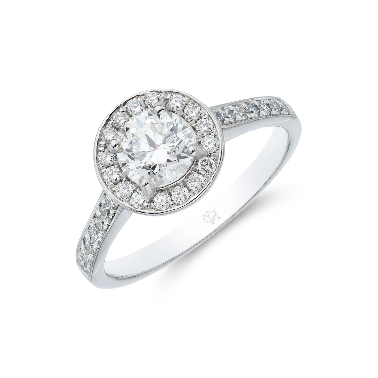 Chisholm Hunter Platinum Brilliant Cut 0.70ct Diamond Halo Solitaire Ring 3 Chisholm Hunter Platinum Brilliant Cut 0.70ct Diamond Halo Solitaire Ring