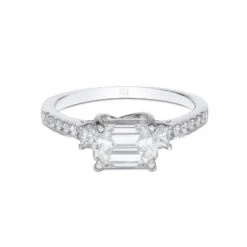 Chisholm Hunter 18ct White Gold 1.50ct Emerald Cut 1.80ct Trilogy Diamond Ring Size J -Chisholm Hunter 1 002 32 0017 d 1