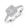 Chisholm Hunter 18ct White Gold Princess Cut 0.50ct Halo Solitaire Ring -Chisholm Hunter 1 002 40 0023 p