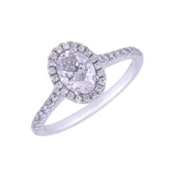 Chisholm Hunter Platinum Oval Cut 1.20ct Diamond Halo Ring