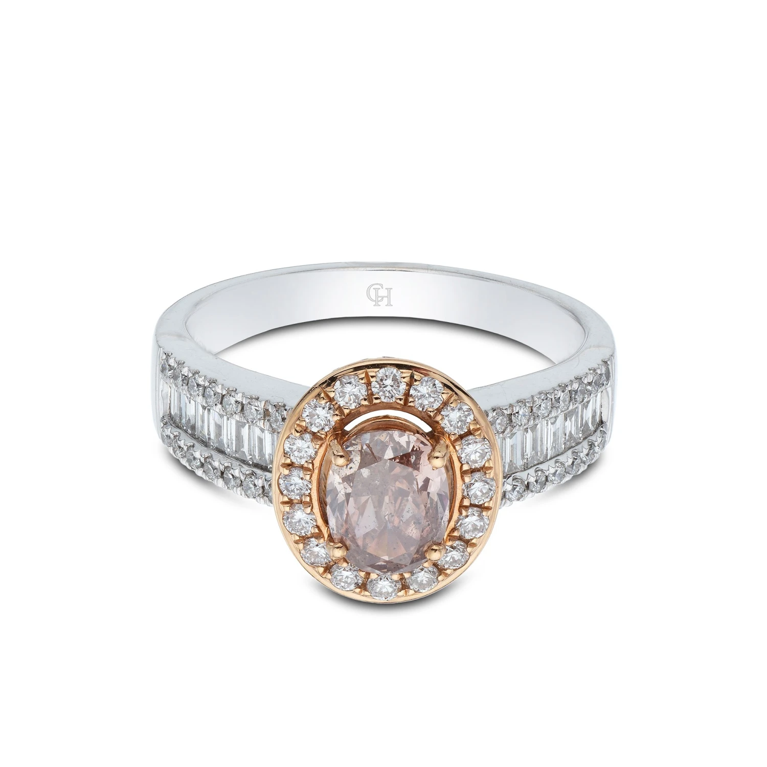 Chisholm Hunter 18ct 2 Colour Gold Brilliant Cut 1.75ct Diamond Halo Ring 4 Chisholm Hunter 18ct 2 Colour Gold Brilliant Cut 1.75ct Diamond Halo Ring - Image 2