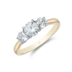 Chisholm Hunter 18ct Yellow Gold 'Lotus' Brilliant Cut 1.00ct Diamond Three Stone Ring