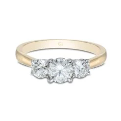 Chisholm Hunter 18ct Yellow Gold 'Lotus' Brilliant Cut 1.00ct Diamond Three Stone Ring -Chisholm Hunter 1 004 01 0206b