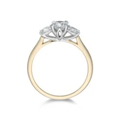 Chisholm Hunter 18ct Yellow Gold 'Lotus' Brilliant Cut 1.00ct Diamond Three Stone Ring -Chisholm Hunter 1 004 01 0206c