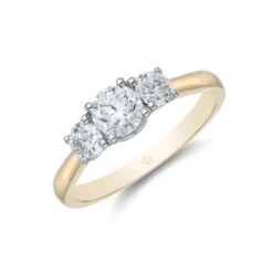 Chisholm Hunter 18ct Yellow Gold 'Princess' Brilliant Cut 0.75ct Diamond Three Stone Ring