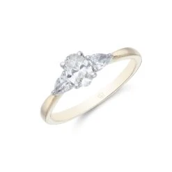 Chisholm Hunter 18ct Yellow Gold 0.65 Diamond Oval And Pear Three Stone Ring