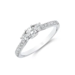 Chisholm Hunter Moments 18ct White Gold 'Princess' Brilliant Cut 0.65ct Diamond Three Stone Ring