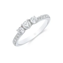 Chisholm Hunter 18ct White Gold 'Heart' Brilliant Cut 0.75ct Diamond Three Stone Ring