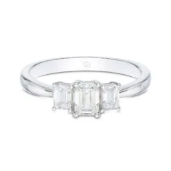 Chisholm Hunter 18ct White Gold Emerald Cut 0.77ct Diamond Three Stone Ring -Chisholm Hunter 1 004 02 0283 d 1 1