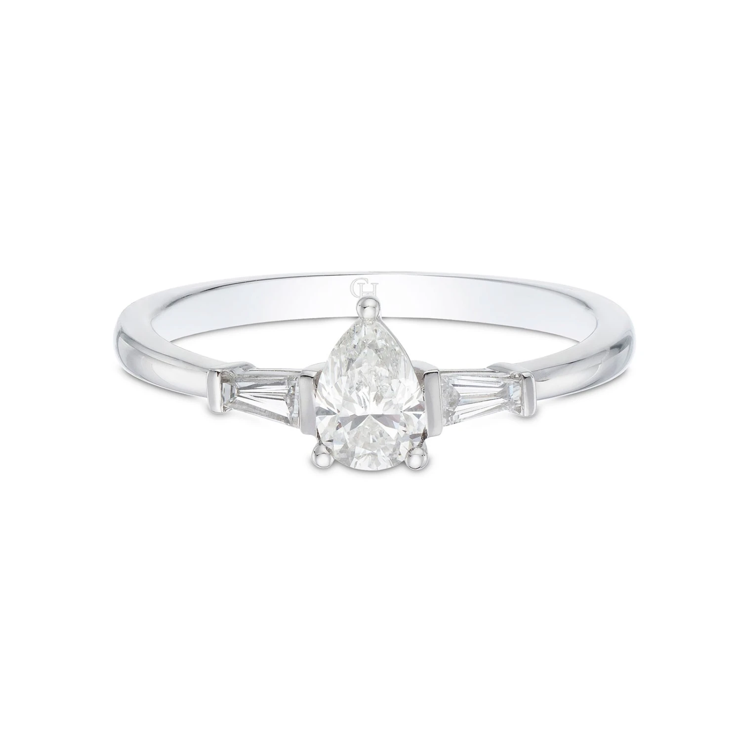 Chisholm Hunter 18ct White Gold Pear And Baguette Diamond 0.50ct Solitaire Ring 5 Chisholm Hunter 18ct White Gold Pear And Baguette Diamond 0.50ct Solitaire Ring - Image 3