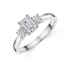 Chisholm Hunter 18ct White Gold Emerald Cut 1.00ct Diamond Three Stone Ring