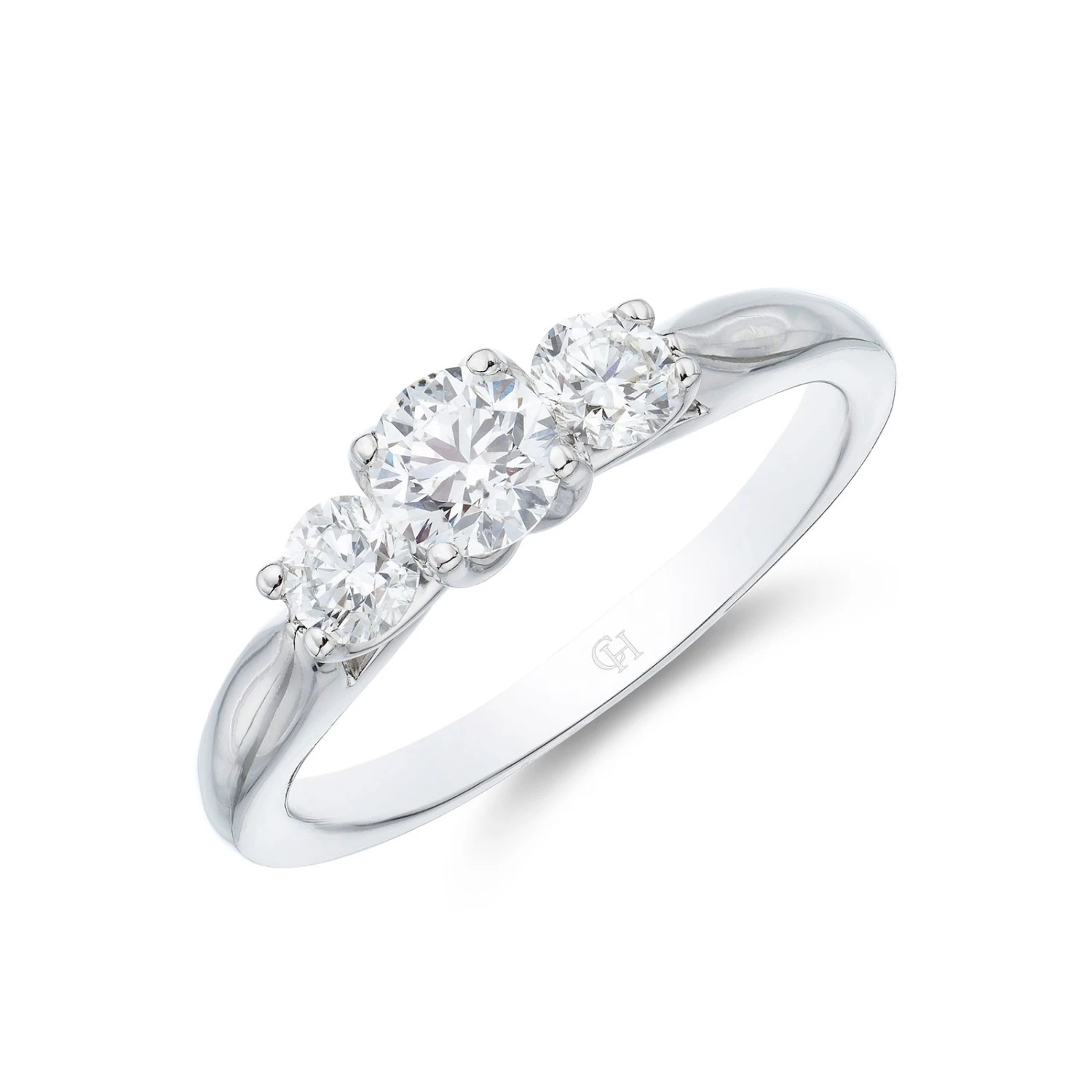 Chisholm Hunter Platinum Brilliant Cut 0.75ct Diamond Three Stone Ring 3 Chisholm Hunter Platinum Brilliant Cut 0.75ct Diamond Three Stone Ring