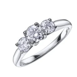 Chisholm Hunter Platinum Brilliant Cut 1.00ct Diamond Three Stone Ring