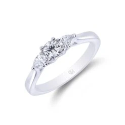 Chisholm Hunter Platinum Brilliant And Pear Cut 0.45ct Diamond Three Stone Ring