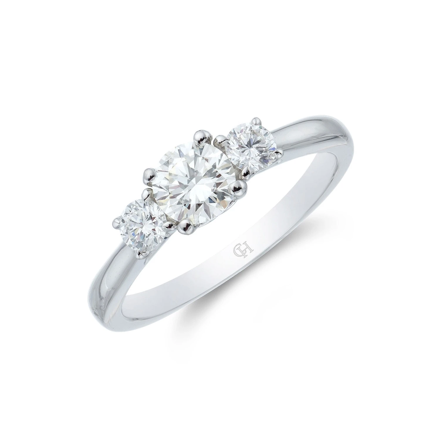 Chisholm Hunter Moments Platinum 'Heart' Brilliant Cut 1.00ct Diamond Three Stone Ring 3 Chisholm Hunter Moments Platinum 'Heart' Brilliant Cut 1.00ct Diamond Three Stone Ring