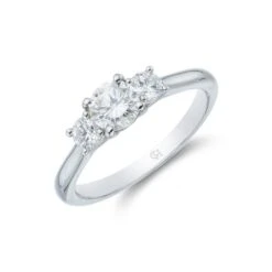 Chisholm Hunter Moments Platinum 'Lotus' Brilliant Cut 1.00ct Diamond Three Stone Ring