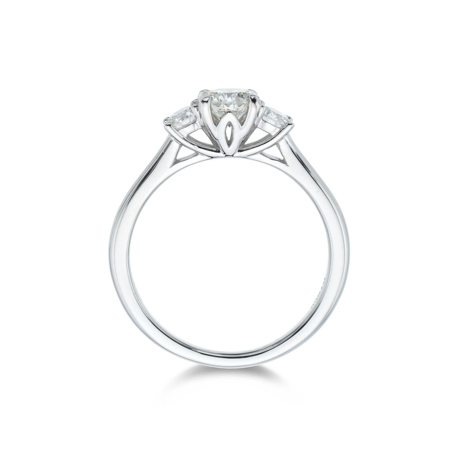 Chisholm Hunter Moments Platinum 'Lotus' Brilliant Cut 1.00ct Diamond Three Stone Ring 6 Chisholm Hunter Moments Platinum 'Lotus' Brilliant Cut 1.00ct Diamond Three Stone Ring - Image 4