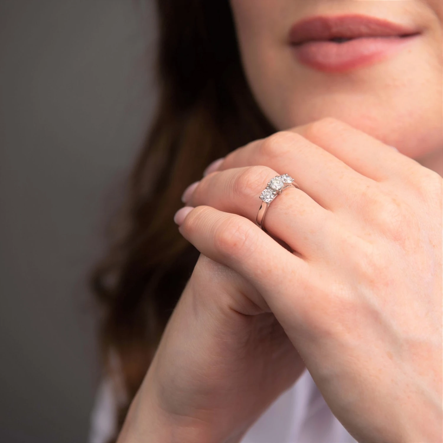 Chisholm Hunter Platinum 'Lotus' Brilliant Cut 1.00ct Diamond Three Stone Ring 7 Chisholm Hunter Platinum 'Lotus' Brilliant Cut 1.00ct Diamond Three Stone Ring - Image 5