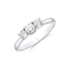 Chisholm Hunter Platinum 'Heart' Brilliant Cut 0.50ct Diamond Three Stone Ring