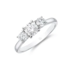 Chisholm Hunter Platinum 'Heart' Brilliant Cut 0.75ct Diamond Three Stone Ring