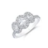 Chisholm Hunter Platinum Brilliant Oval Cut 1.37ct Halo Diamond Three Stone Ring -Chisholm Hunter 1 004 03 0201 p 1