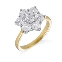 Chisholm Hunter 18ct Yellow Gold Brilliant Cut 2.20ct Diamond Flower Cluster Ring