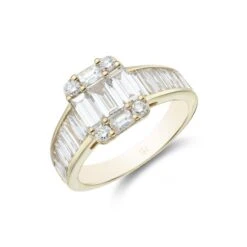 Chisholm Hunter 18ct Yellow Gold Baguette Cut 1.75ct Diamond Cluster Ring
