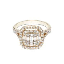 Chisholm Hunter 18ct Yellow Gold Baguette Cut 1.00ct Diamond Cluster Ring -Chisholm Hunter 1 008 01 0255b
