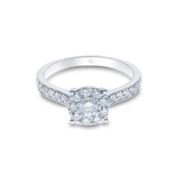 Chisholm Hunter 18ct White Gold Brilliant Cut 0.70ct Diamond Cluster Ring -Chisholm Hunter 1 008 02 0746 1