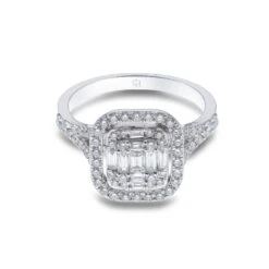 Chisholm Hunter 18ct White Gold Baguette And Brilliant Cut 1.00ct Diamond Cluster Ring -Chisholm Hunter 1 008 02 0748 1