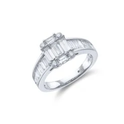 Chisholm Hunter 18ct White Gold Baguette And Brilliant Cut 1.75ct Diamond Cluster Ring
