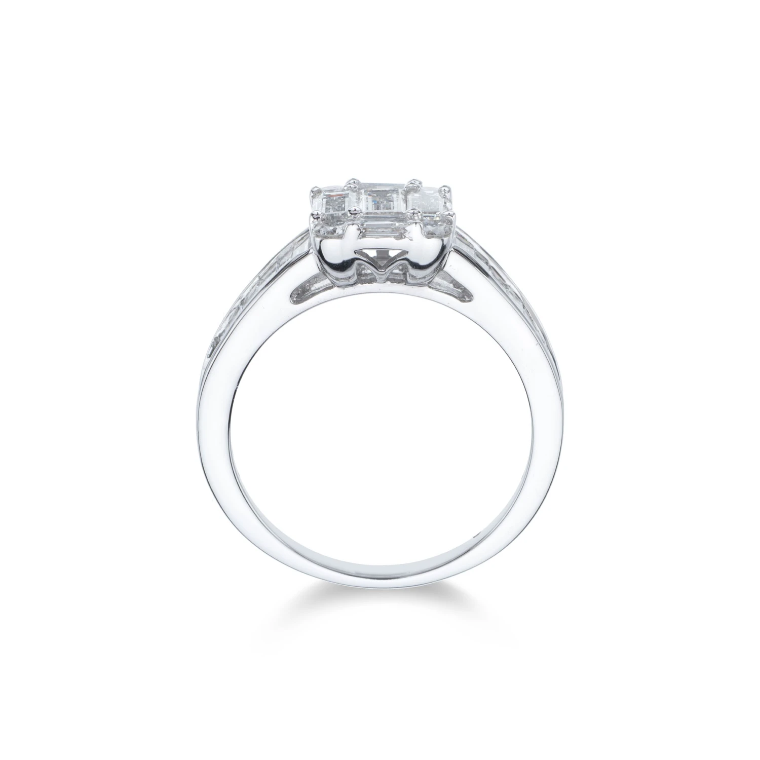 Chisholm Hunter 18ct White Gold Baguette And Brilliant Cut 1.75ct Diamond Cluster Ring 6 Chisholm Hunter 18ct White Gold Baguette And Brilliant Cut 1.75ct Diamond Cluster Ring - Image 4