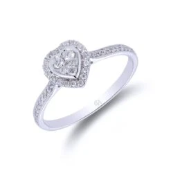 Chisholm Hunter 18ct White Gold Brilliant Cut 0.20ct Diamond Heart Cluster Ring