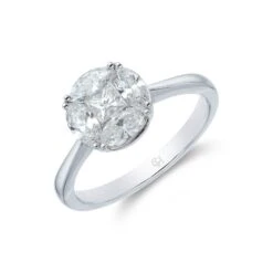 Chisholm Hunter 18ct White Gold Marquise And Princess Cut 0.90ct Diamond Cluster Ring
