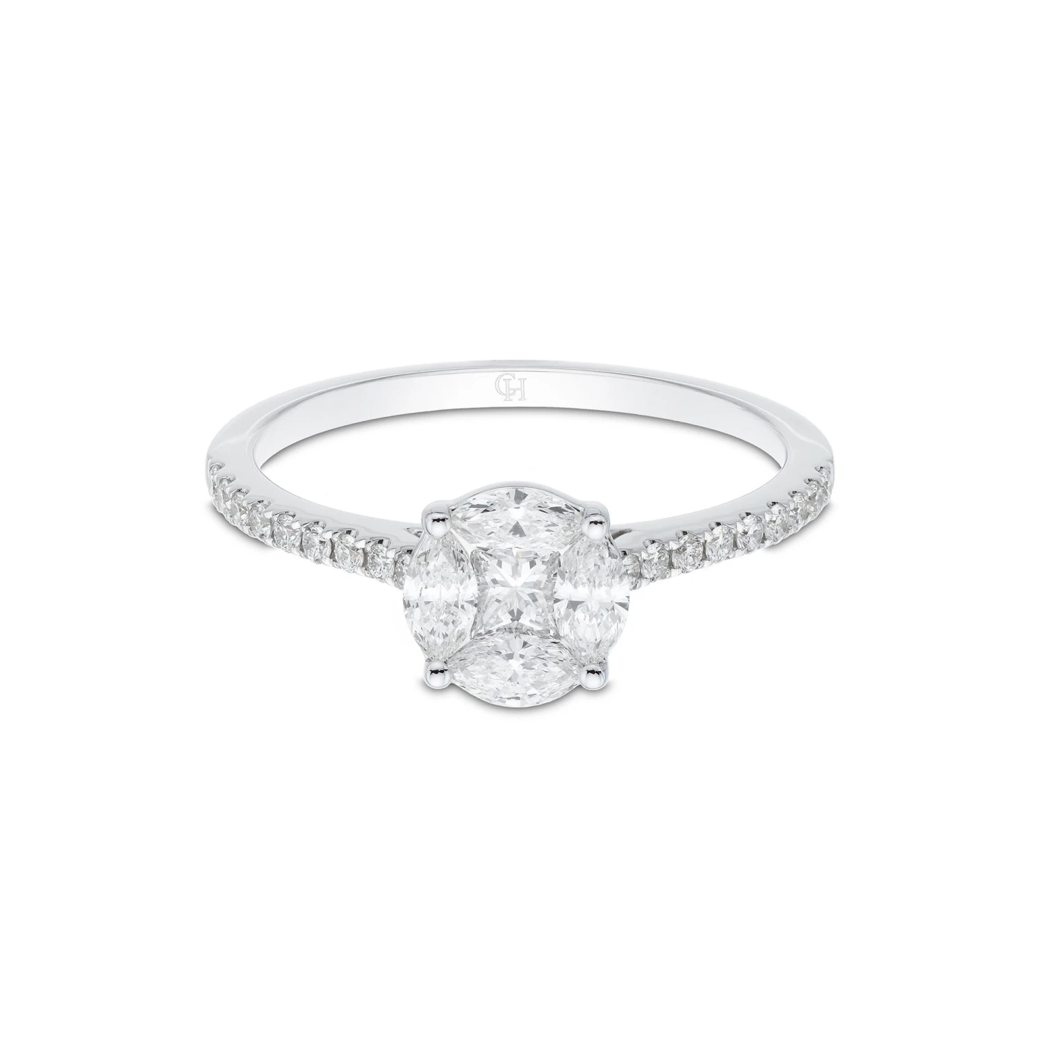Chisholm Hunter 18ct White Gold Marquise And Princess Cut 0.64ct Diamond Cluster Ring 5 Chisholm Hunter 18ct White Gold Marquise And Princess Cut 0.64ct Diamond Cluster Ring - Image 3
