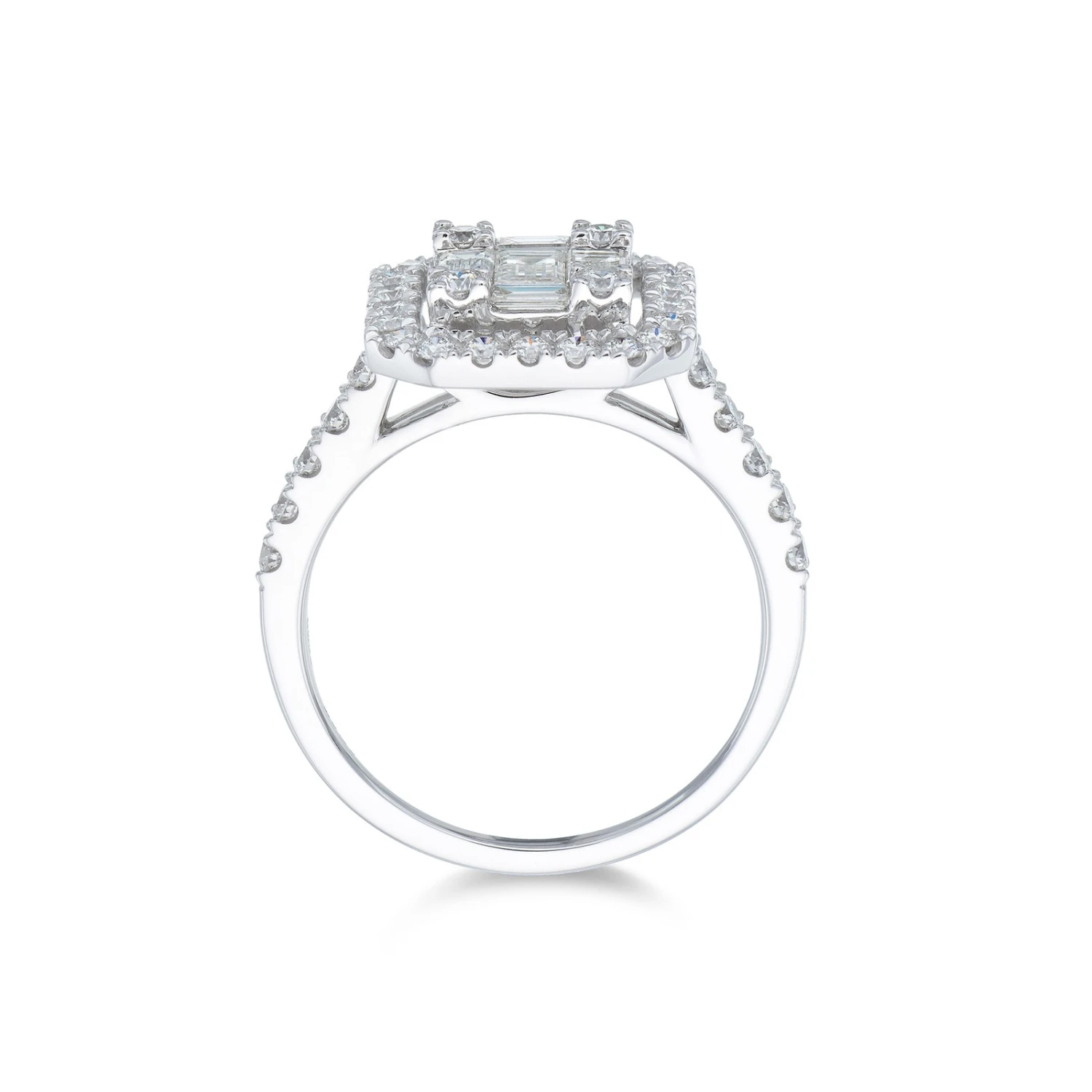 Chisholm Hunter 18ct White Gold 1.06ct Baguette And Round Brilliant Diamond Cluster Ring 5 Chisholm Hunter 18ct White Gold 1.06ct Baguette And Round Brilliant Diamond Cluster Ring - Image 3